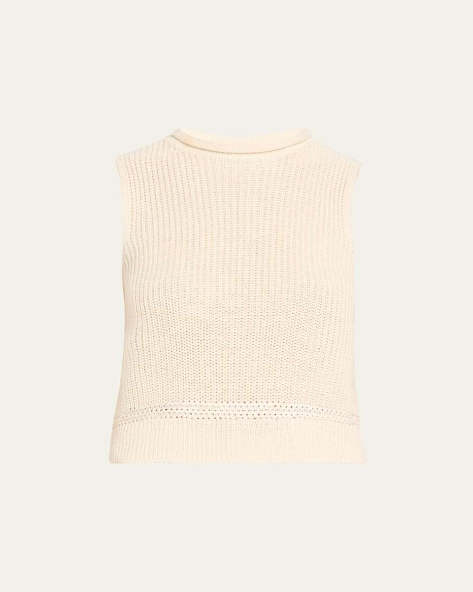 Silk Jersey Sleeveless Rollneck Sweater